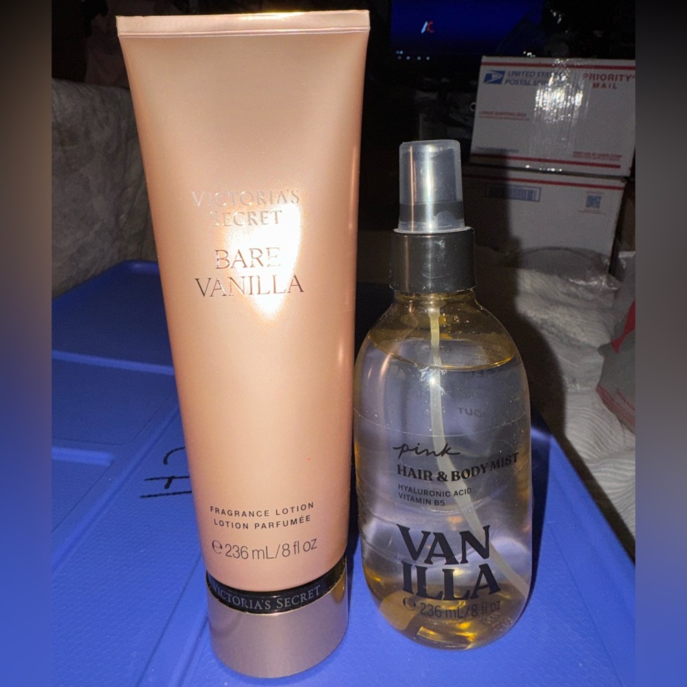 Victoria's Secret Pink Bare Vanilla Lotion  and Vanilla Hair & Body Mist